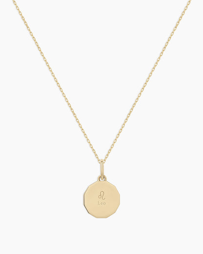 14K Diamond Zodiac Coin Charm Necklace