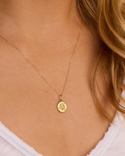 14K Diamond Zodiac Coin Charm Necklace