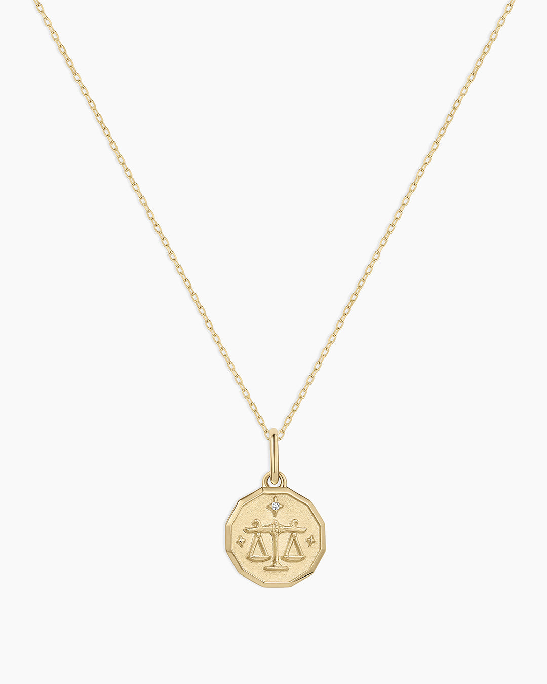 14K Diamond Zodiac Coin Charm Necklace