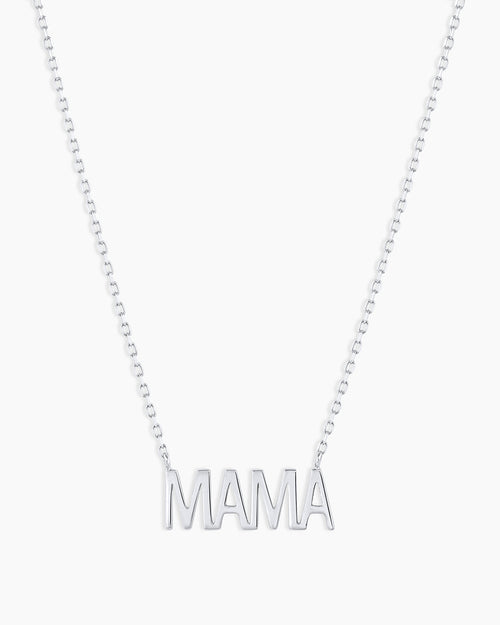 14K White Gold Mama Necklace