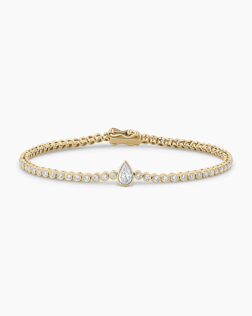14K Lab Grown Diamond Pear Tennis Bracelet
