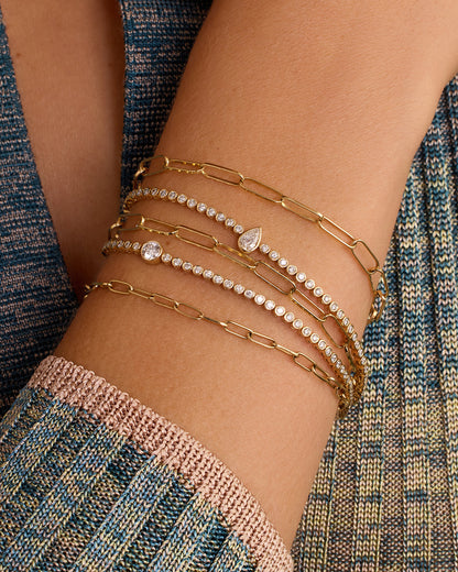 14K Lab Grown Diamond Pear Tennis Bracelet