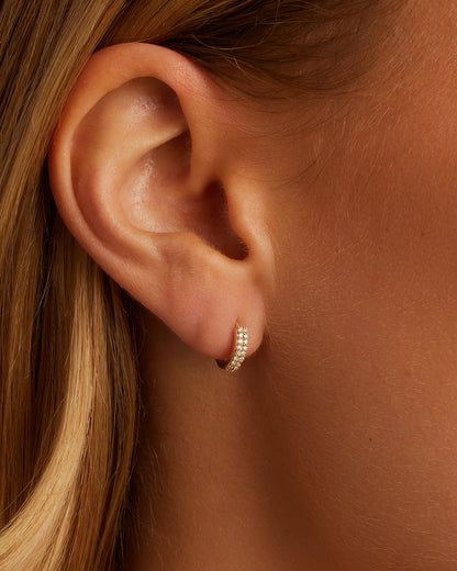 14K Diamond Double Down Huggies
