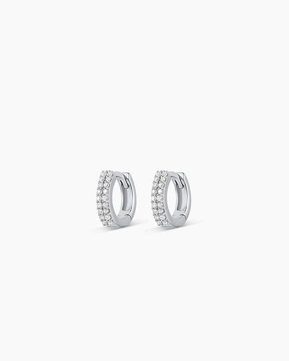 14K Diamond Double Down Huggies
