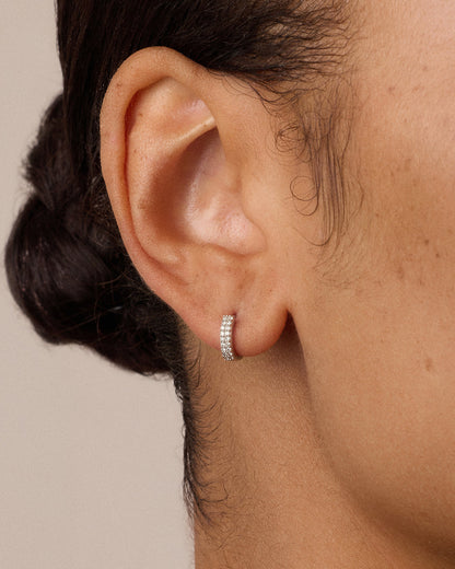 14K Diamond Double Down Huggies