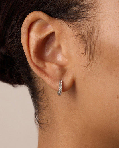 14K Diamond Double Down Huggies