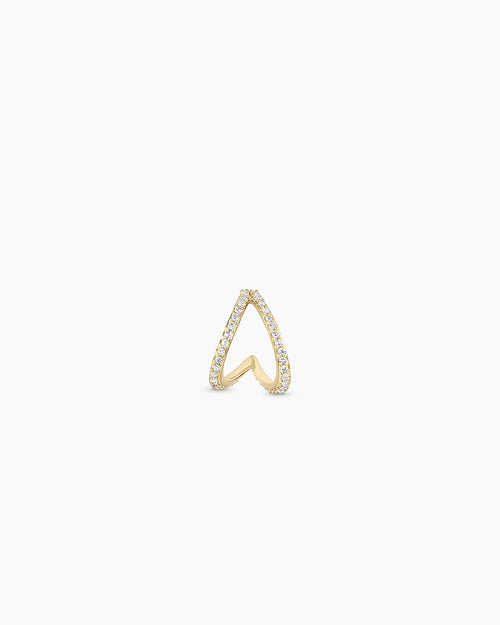 14K Diamond Pave Split Single Huggie