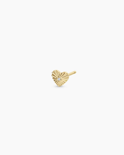 14K Diamond Vintage Heart Single Stud