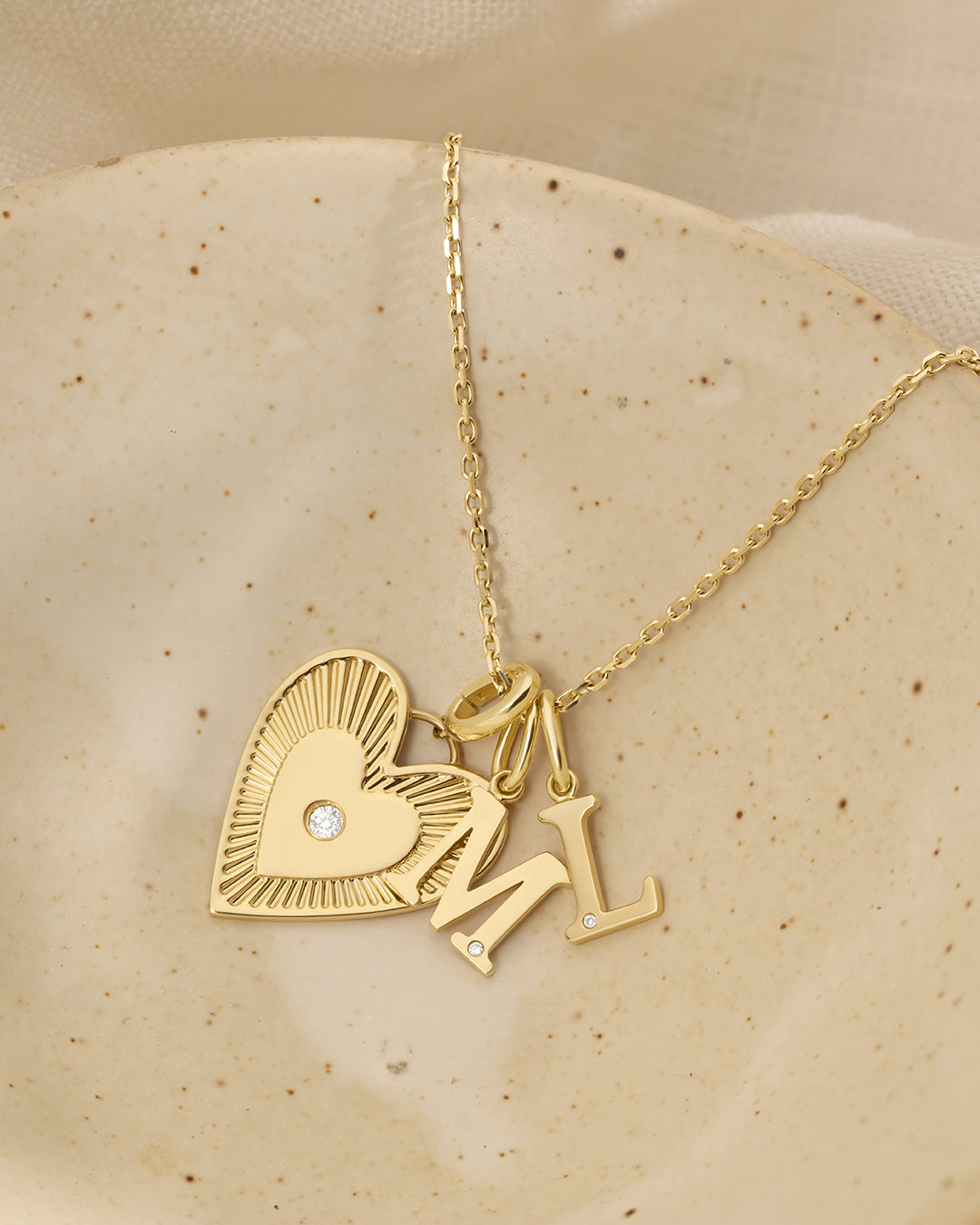 14K Diamond Vintage Alphabet Charm