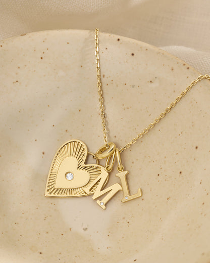 14K Diamond Vintage Alphabet Charm