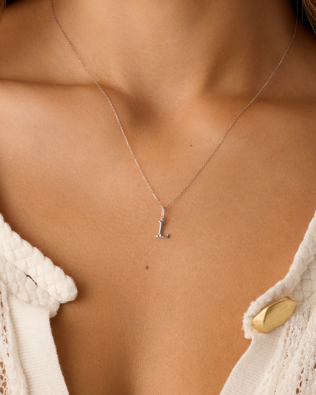 14K Diamond Vintage Alphabet Charm