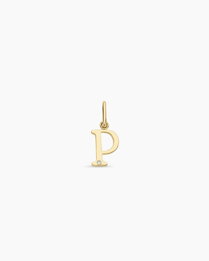 14K Diamond Vintage Alphabet Charm