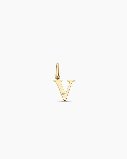 14K Diamond Vintage Alphabet Charm