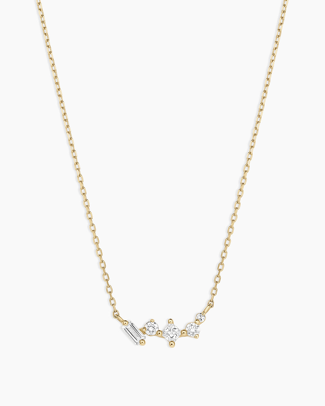 14K Diamond and White Sapphire Amara Cluster Necklace