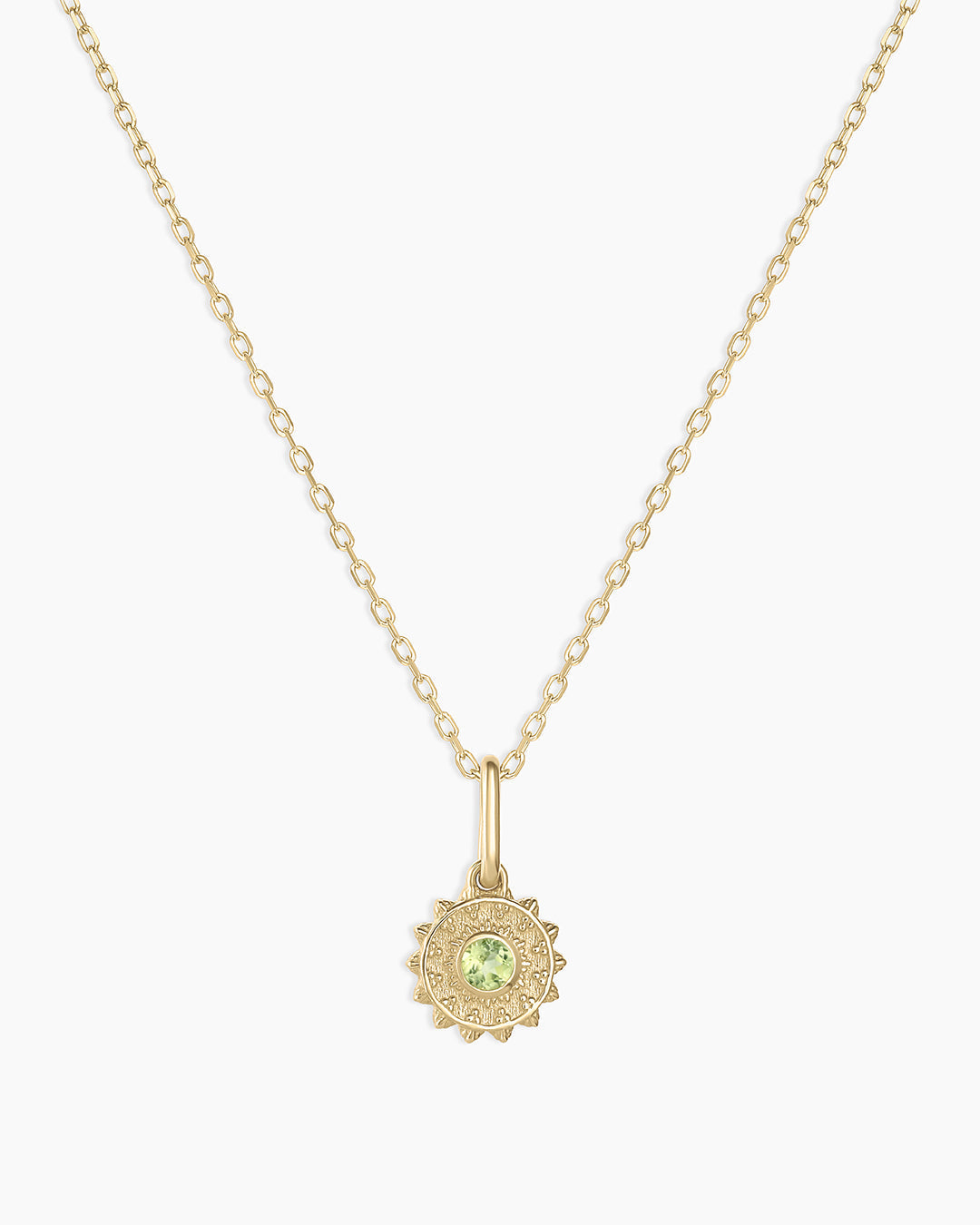 14K Gold Sun Birthstone Charm Necklace