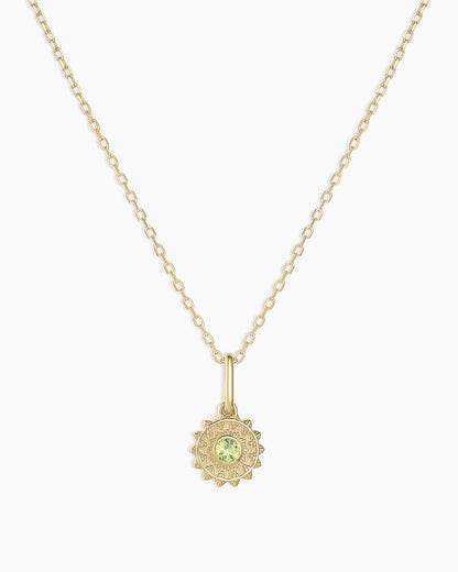14K Gold Sun Birthstone Charm Necklace