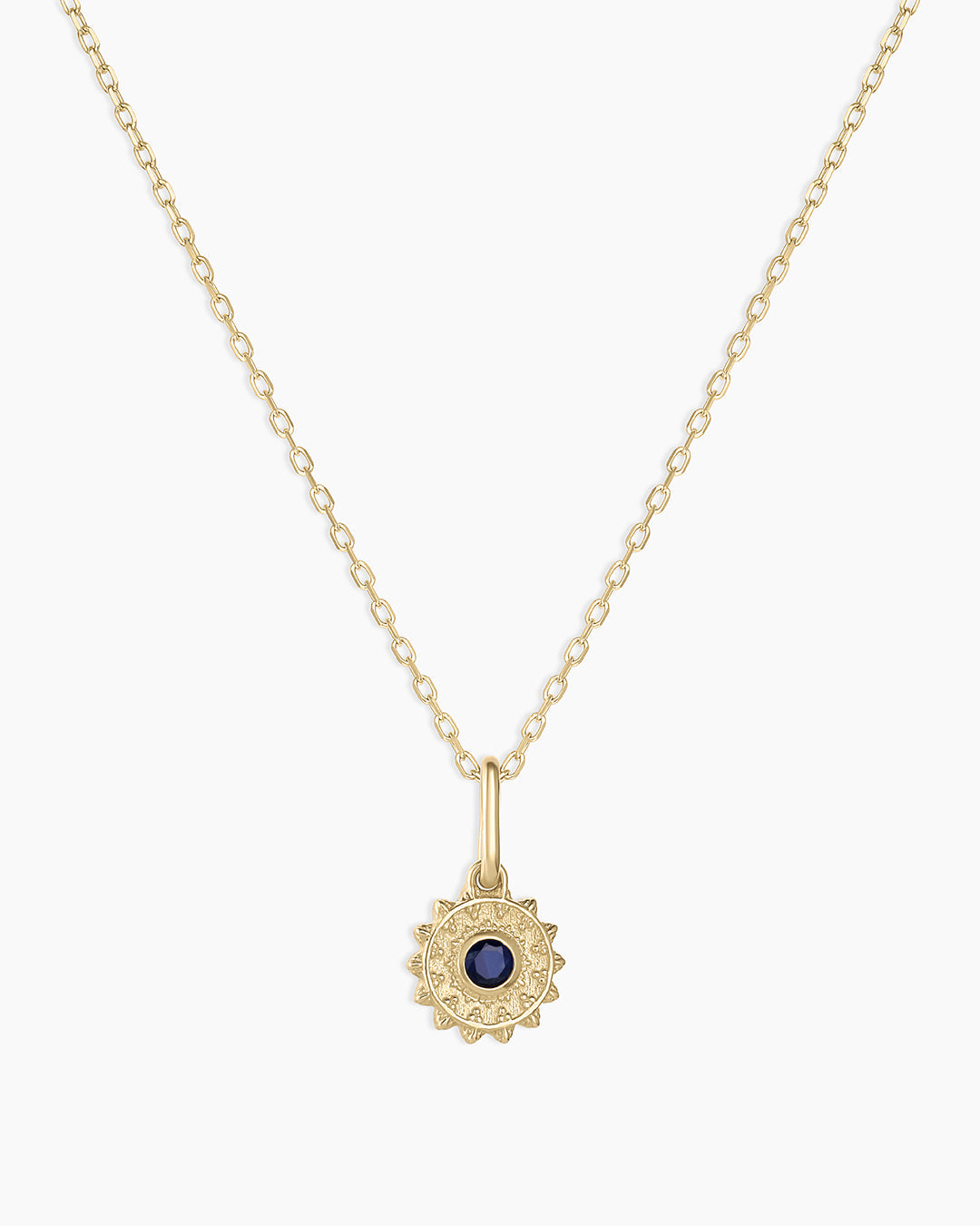14K Gold Sun Birthstone Charm Necklace
