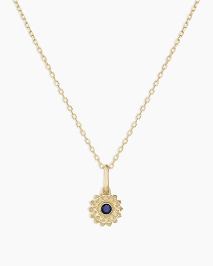 14K Gold Sun Birthstone Charm Necklace