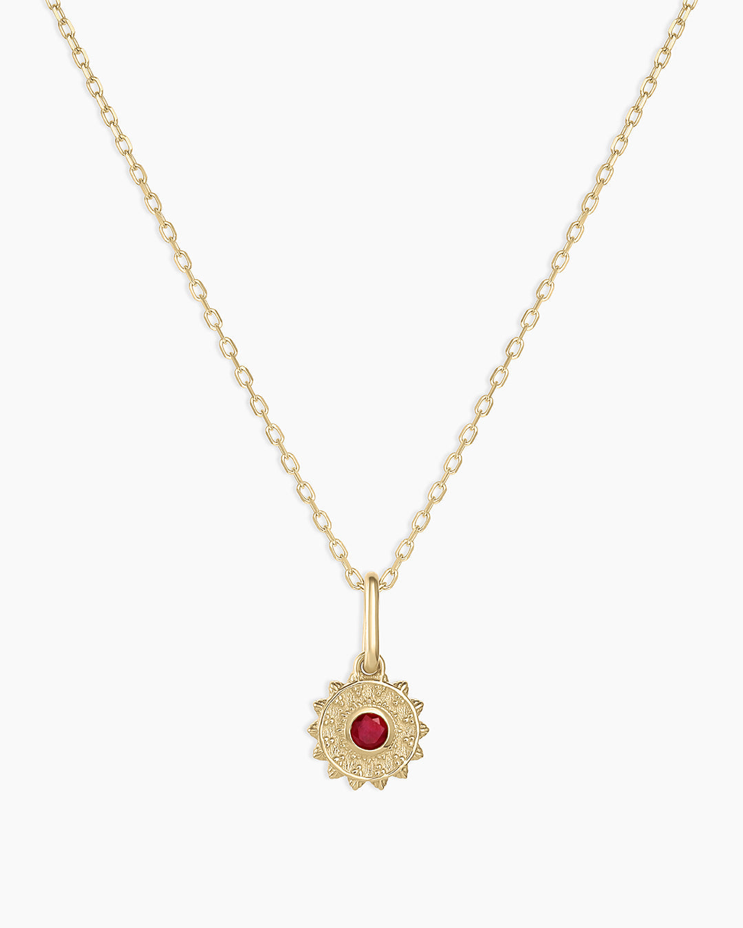 14K Gold Sun Birthstone Charm Necklace