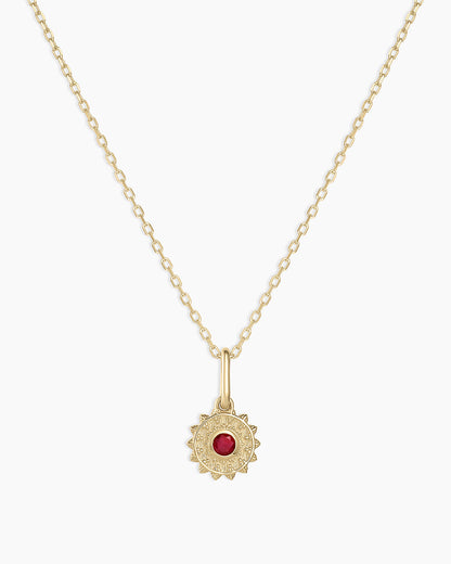 14K Gold Sun Birthstone Charm Necklace
