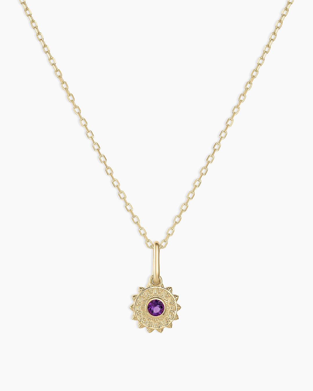 14K Gold Sun Birthstone Charm Necklace