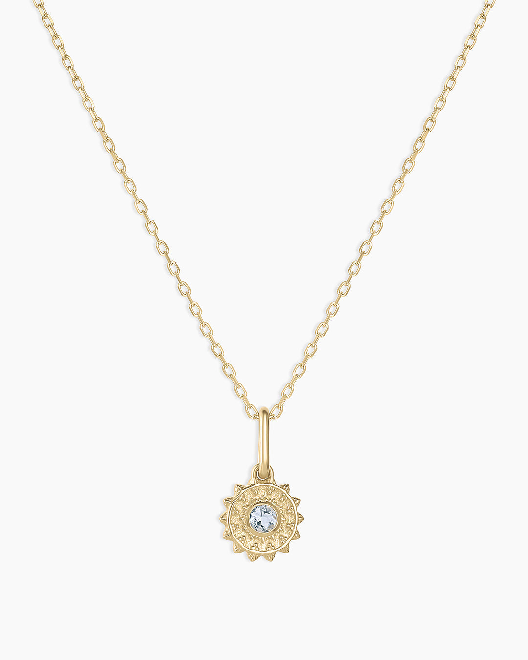 14K Gold Sun Birthstone Charm Necklace