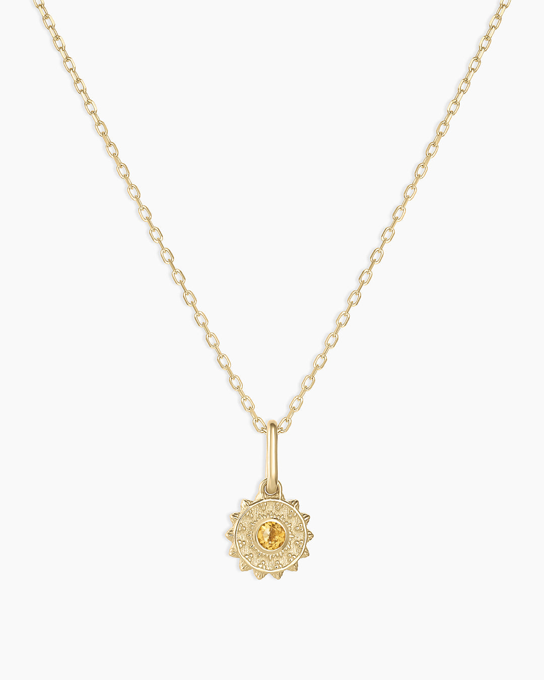 14K Gold Sun Birthstone Charm Necklace