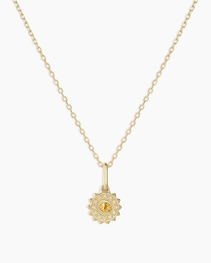 14K Gold Sun Birthstone Charm Necklace
