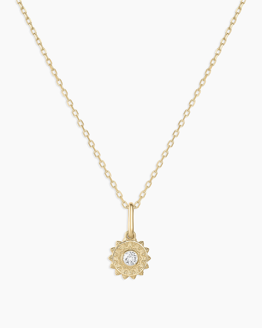 14K Gold Sun Birthstone Charm Necklace