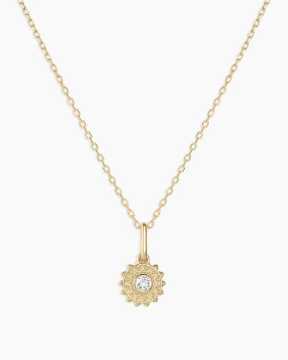 14K Gold Sun Birthstone Charm Necklace