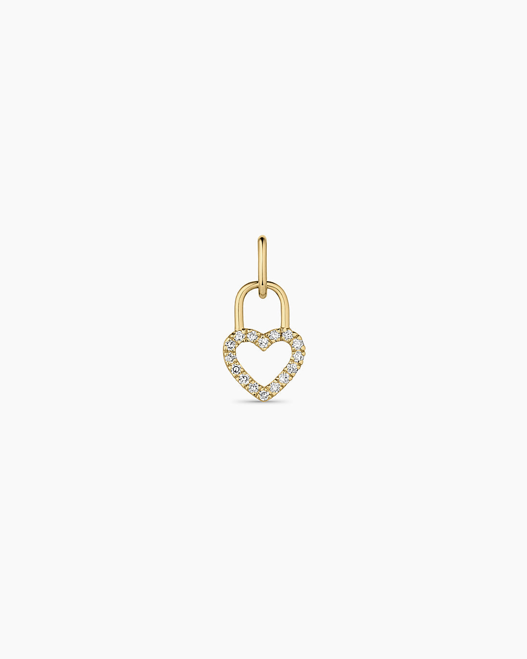 14K Diamond Heart Padlock Charm