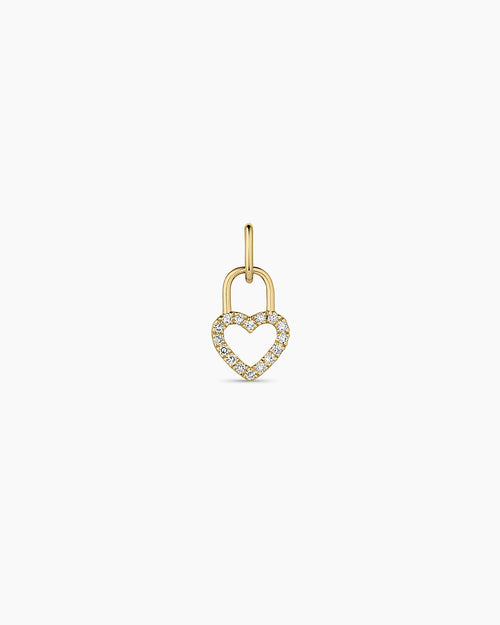 14K Diamond Heart Padlock Charm