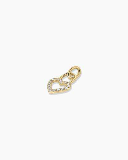 14K Diamond Heart Padlock Charm