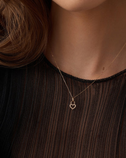 14K Diamond Heart Padlock Charm