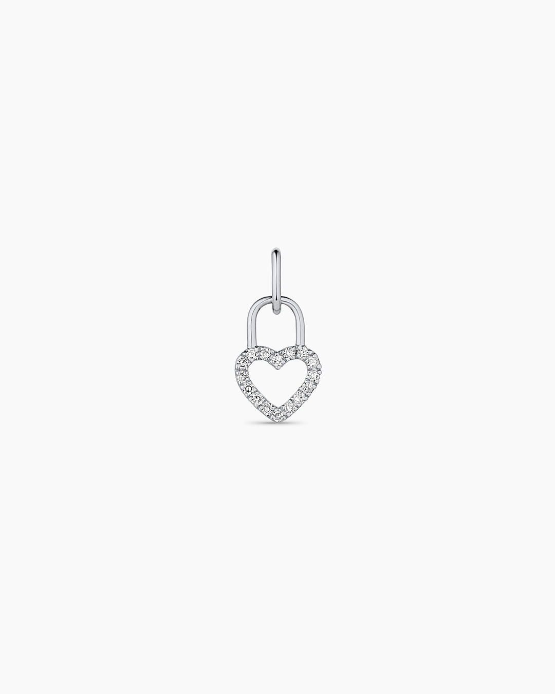 14K Diamond Heart Padlock Charm