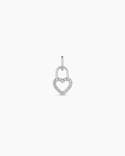 14K Diamond Heart Padlock Charm