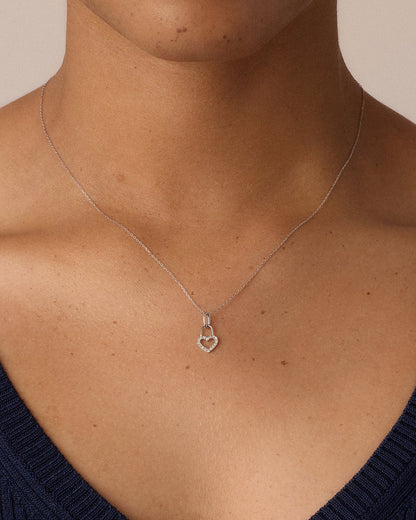 14K Diamond Heart Padlock Charm