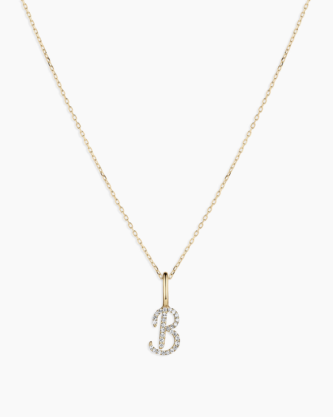 14K Diamond Script Alphabet Charm Necklace