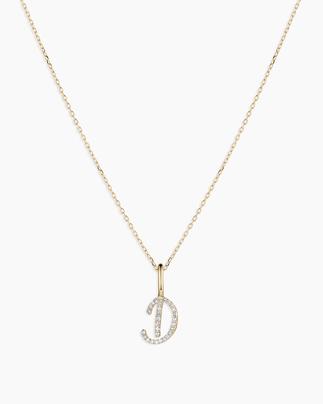 14K Diamond Script Alphabet Charm Necklace