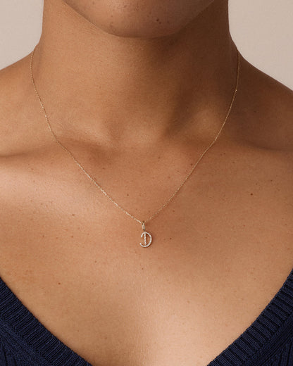 14K Diamond Script Alphabet Charm Necklace
