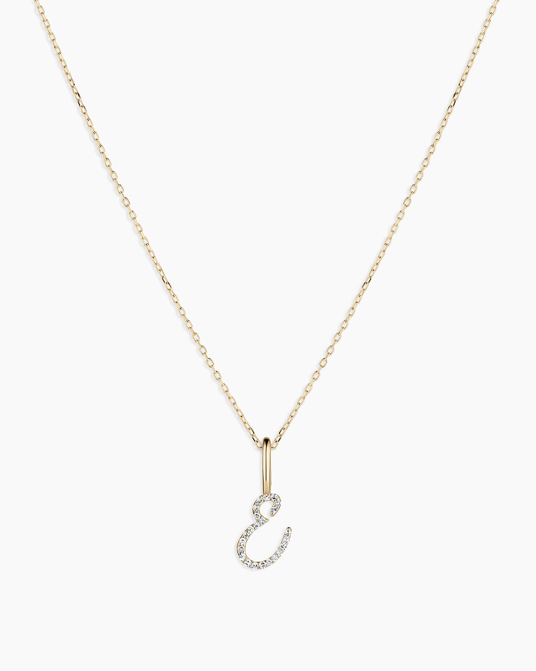 14K Diamond Script Alphabet Charm Necklace