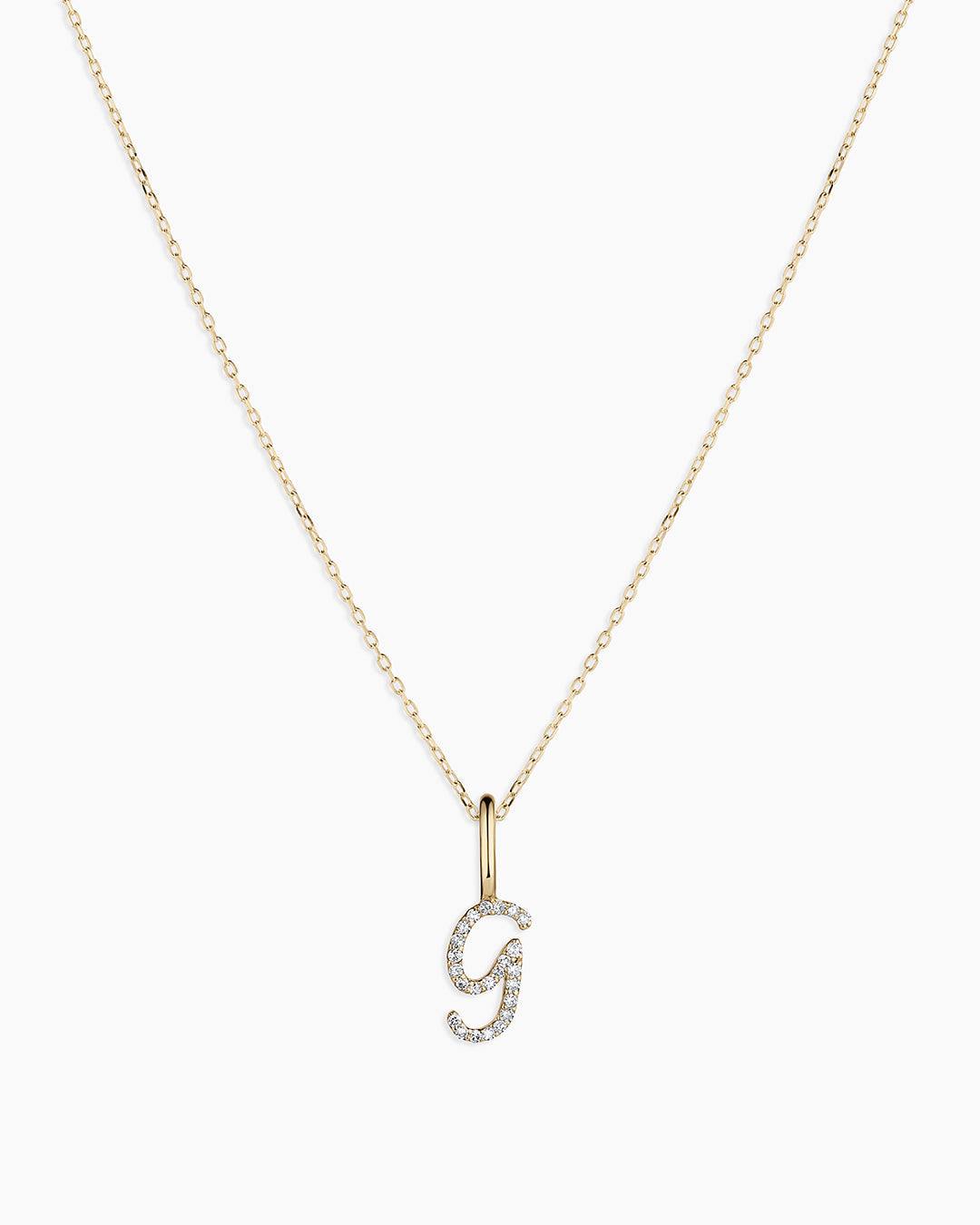 14K Diamond Script Alphabet Charm Necklace