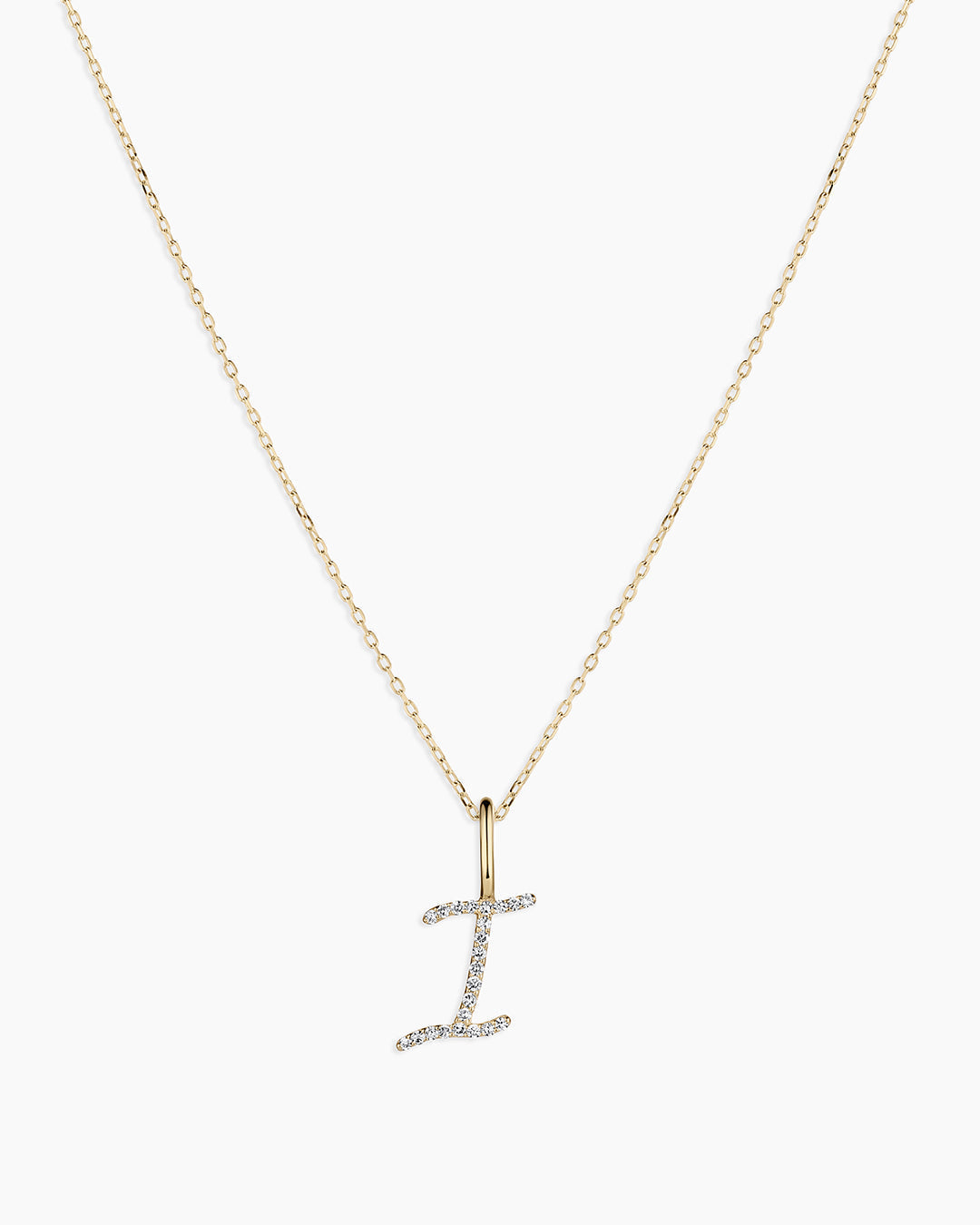 14K Diamond Script Alphabet Charm Necklace