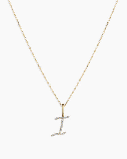 14K Diamond Script Alphabet Charm Necklace