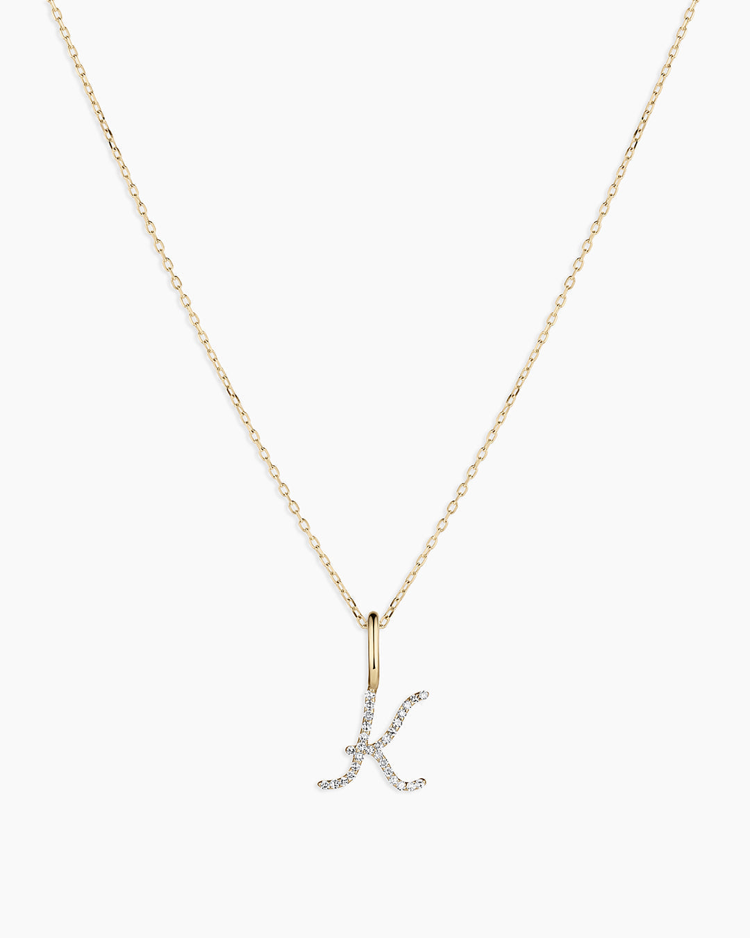 14K Diamond Script Alphabet Charm Necklace
