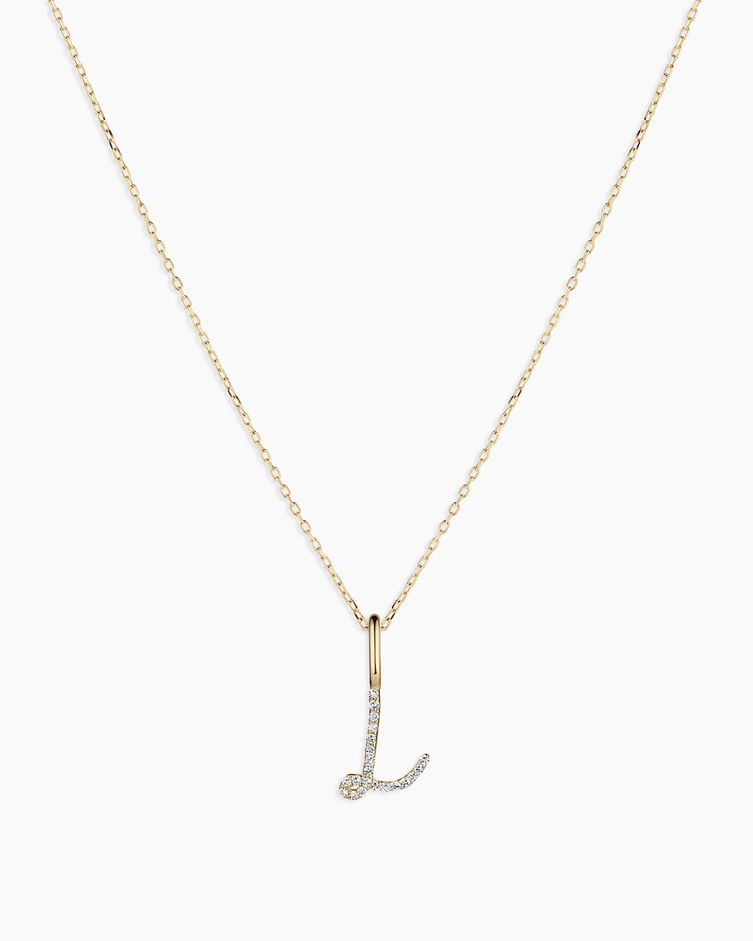 14K Diamond Script Alphabet Charm Necklace