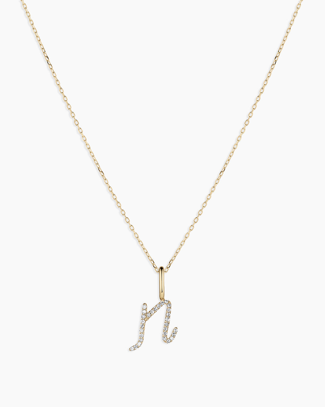 14K Diamond Script Alphabet Charm Necklace