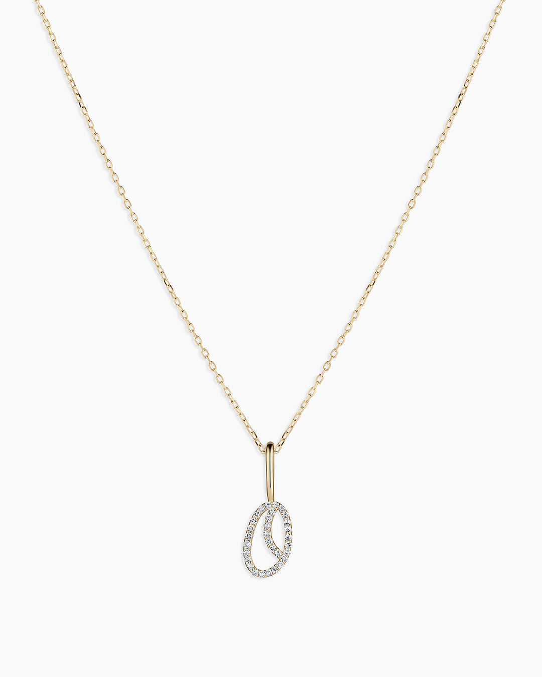 14K Diamond Script Alphabet Charm Necklace