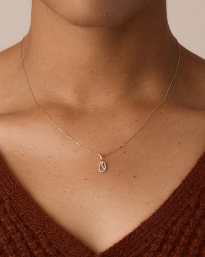 14K Diamond Script Alphabet Charm Necklace