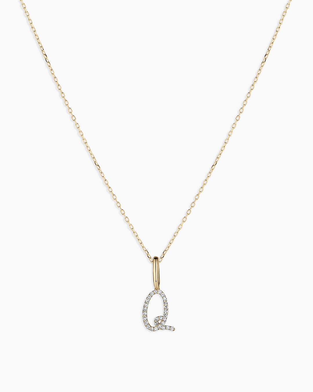 14K Diamond Script Alphabet Charm Necklace